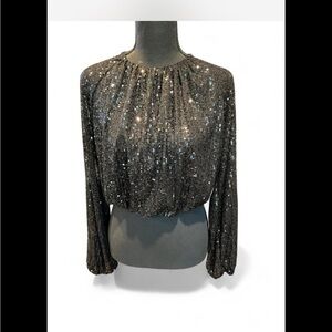 Elegant Black Sequin Women's Top